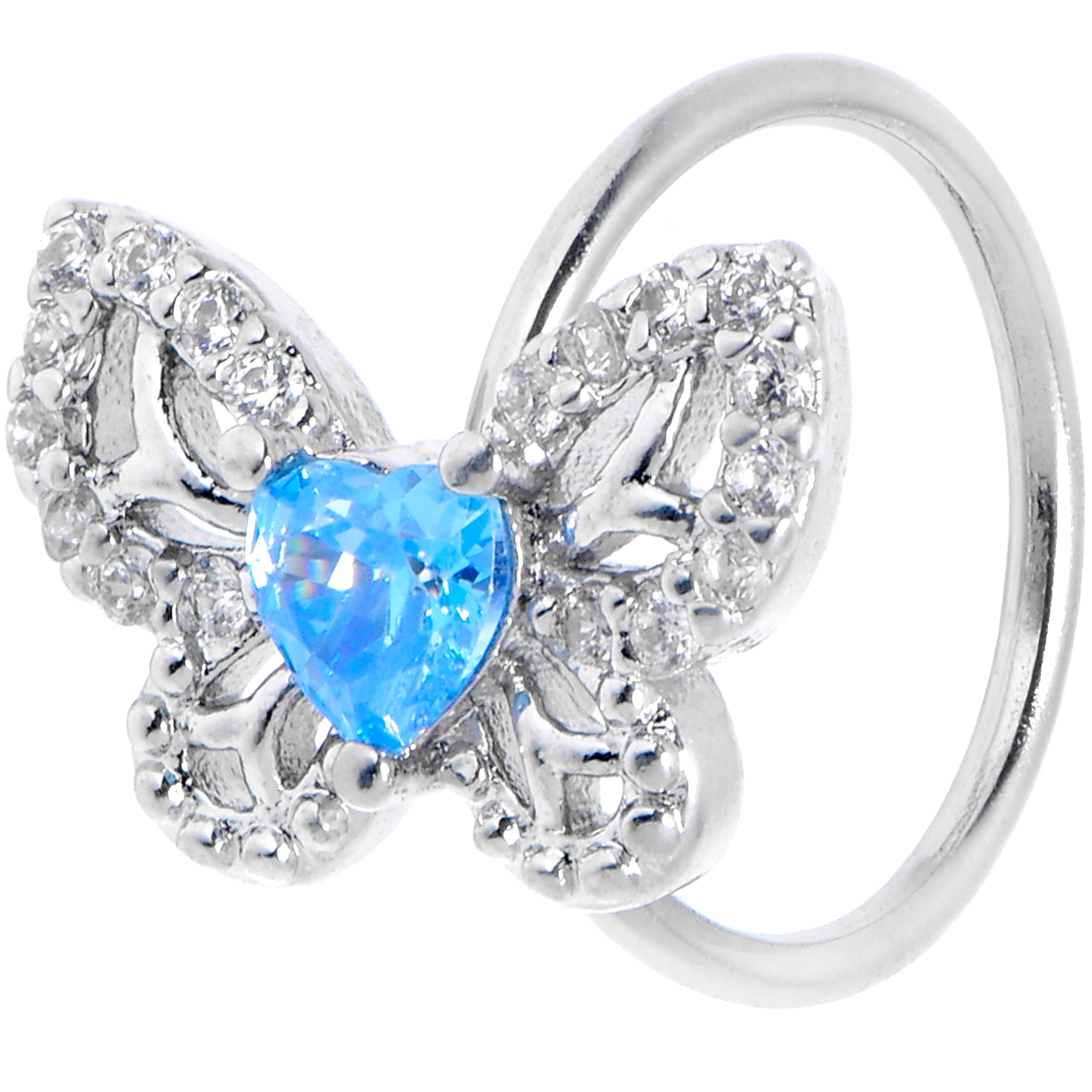 BodyCandy 20G 5/16 Clear Blue Gem Butterfly Delight Nose Hoop — main product shot