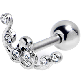 16G 1/4 Clear Gem Scrolling Elegance Cartilage Tragus Earring