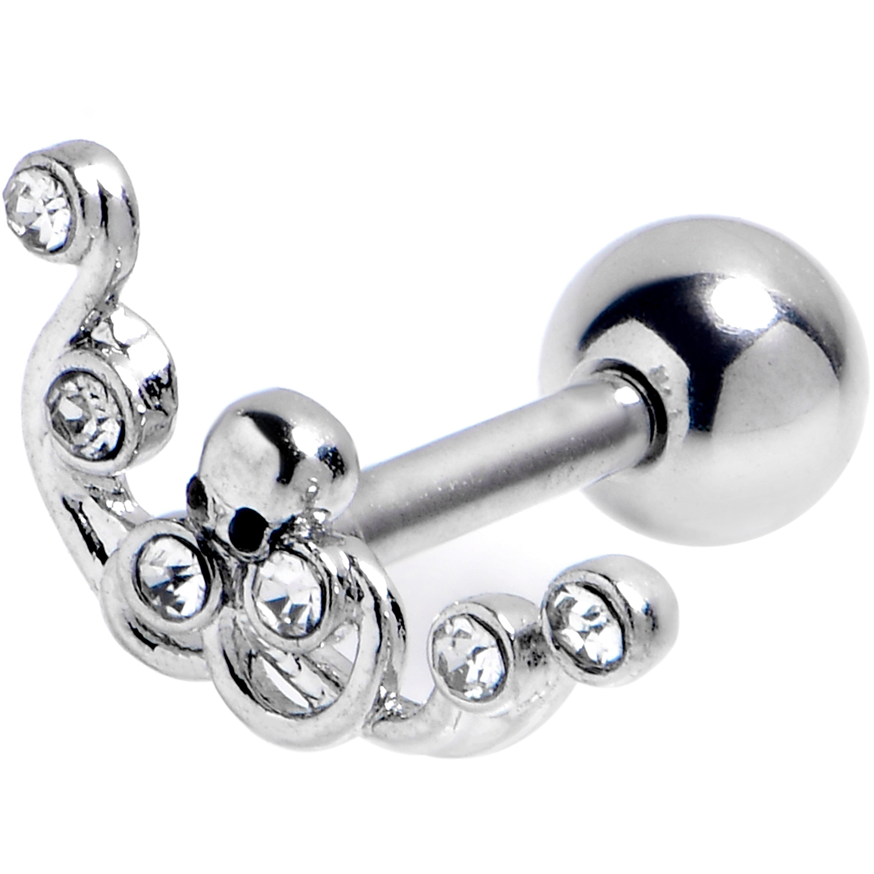 BodyCandy 16G 1/4 Clear Gem Scrolling Elegance Cartilage Tragus Earring — main product shot