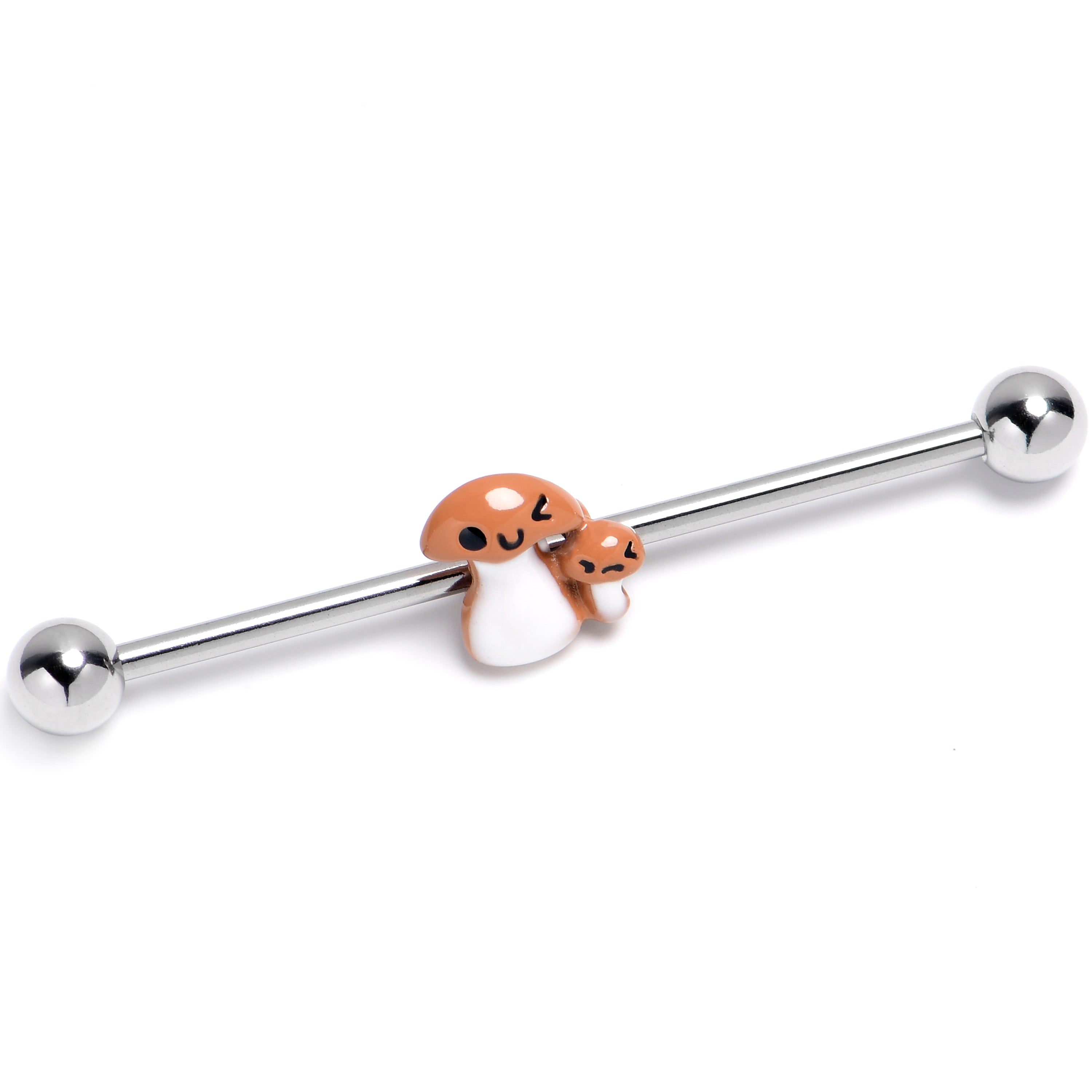 BodyCandy 14G Fanciful Mushrooms Industrial Barbell 38mm — main product shot