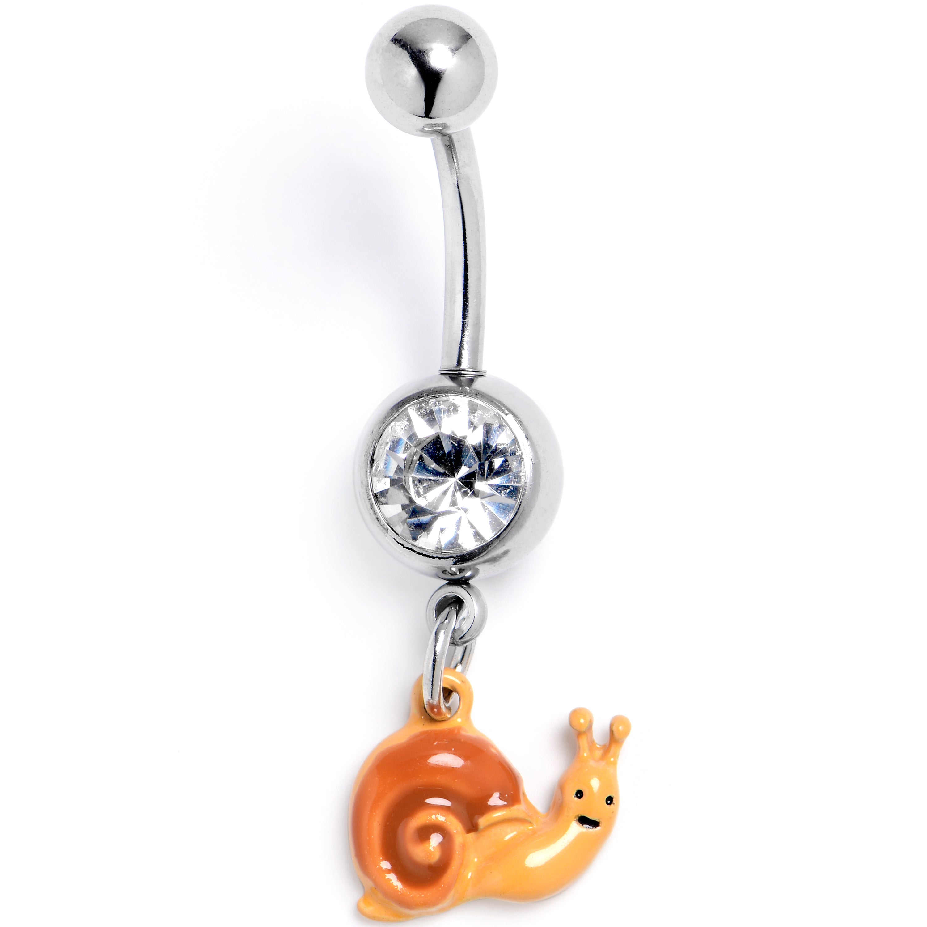BodyCandy Clear Gem Cottagecore Snail Dangle Belly Ring — main product shot
