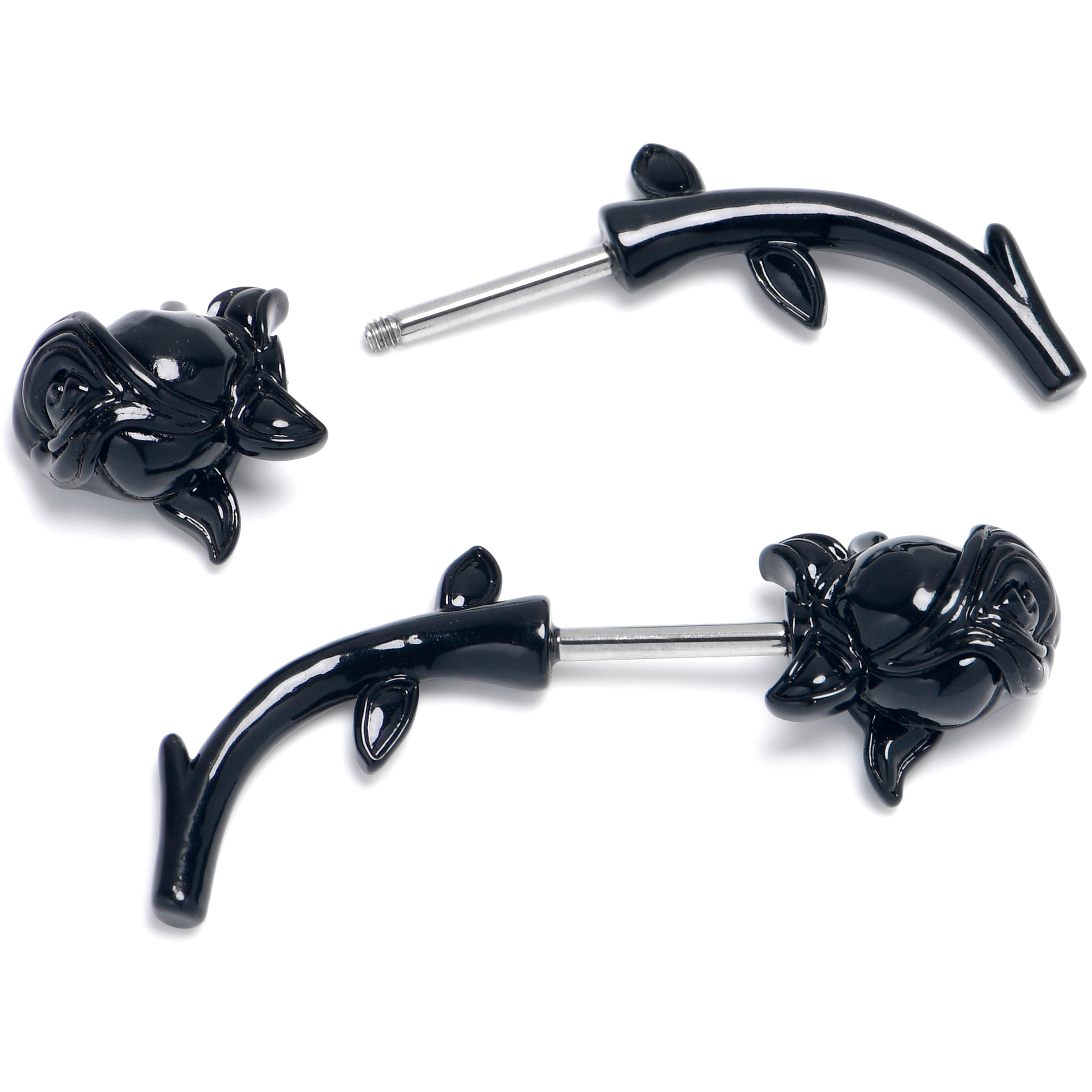 BodyCandy 16G 5/16 Optical Illusion Rose Flower Black Cheater Plug Set — main product shot
