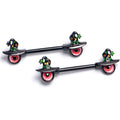 BodyCandy 14 Guage 9/16 Black Red Eye Witch Hat Dangle Barbell Nipple Ring Set — main product shot