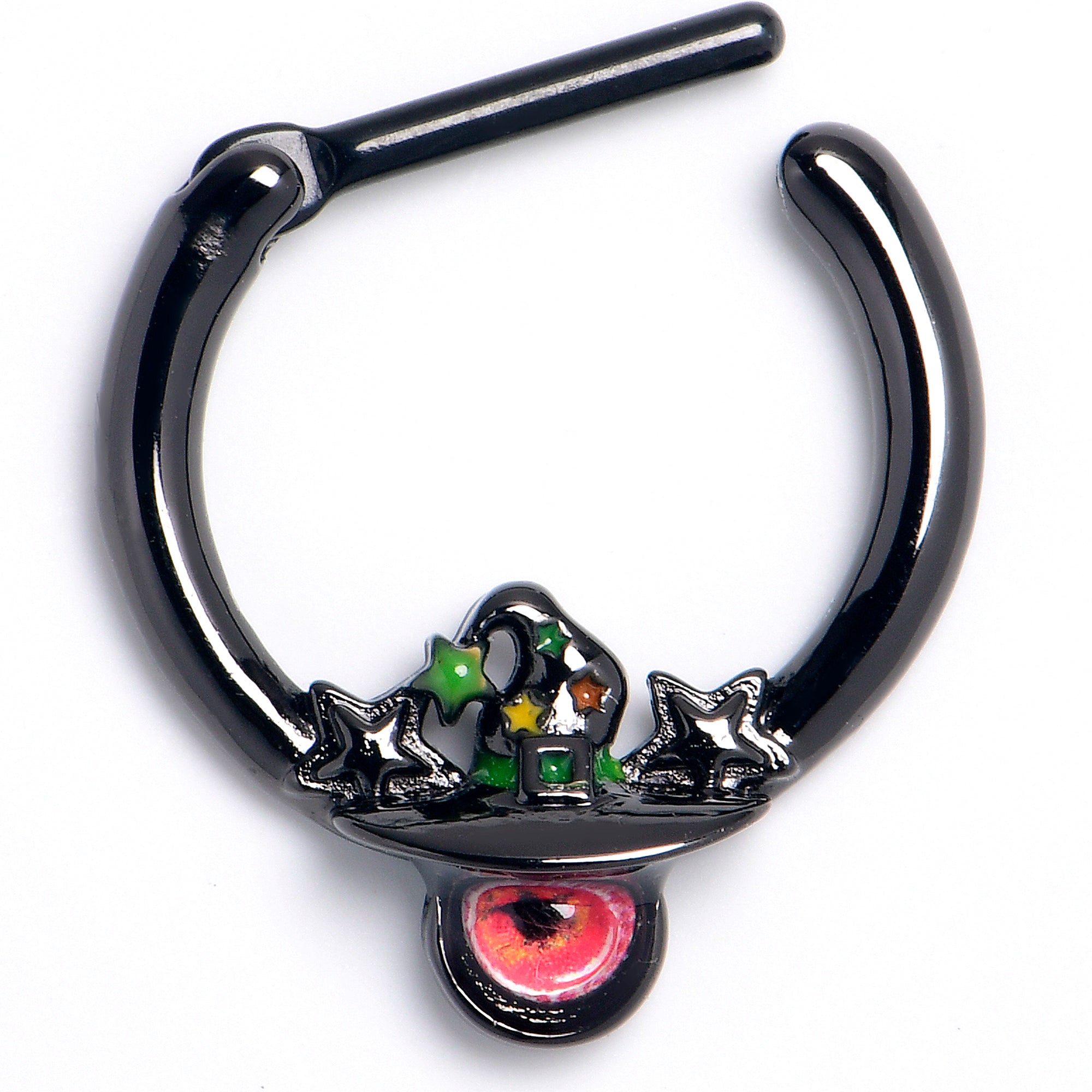 BodyCandy 16G 5/16 Black Red Eye Witch Hat Cartilage Clicker — main product shot