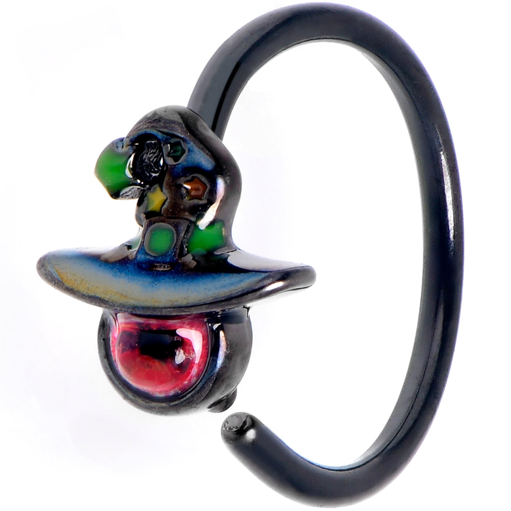 BodyCandy 20G 5/16  Black Red Eye Witch Hat Nose Hoop — main product shot
