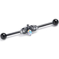 BodyCandy 14G Aurora Clear Gem Black Gothic Butterfly Industrial Barbell 38mm — main product shot