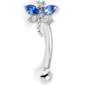 BodyCandy 16G 5/16 Clear Blue Gem Dragonfly Style Curved Eyebrow Ring — main product shot