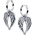 BodyCandy Stainless Steel Hinged Huggie Hoop Angel Wing Dangle Earrings — main product shot