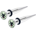 BodyCandy Glow in the Dark Spider Stainless Steel Taper Cheater Plug Set — main product shot