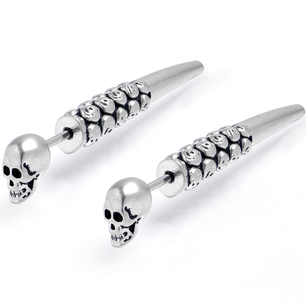 BodyCandy Skull Head Stainless Steel Screw Taper Cheater Plug Set — main product shot