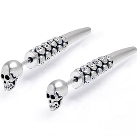 Skull Head Stainless Steel Screw Taper Cheater Plug Set