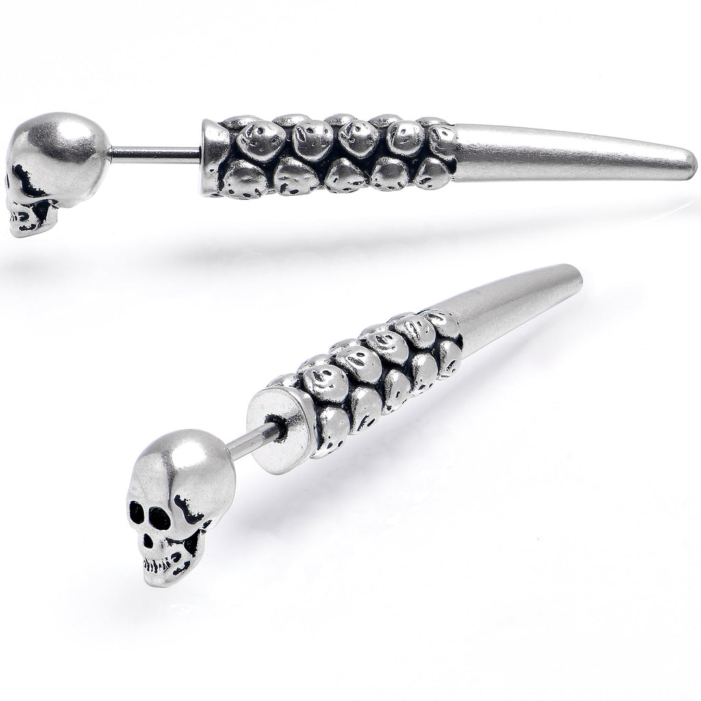 BodyCandy Skull Head Stainless Steel Screw Taper Cheater Plug Set — detail close-up