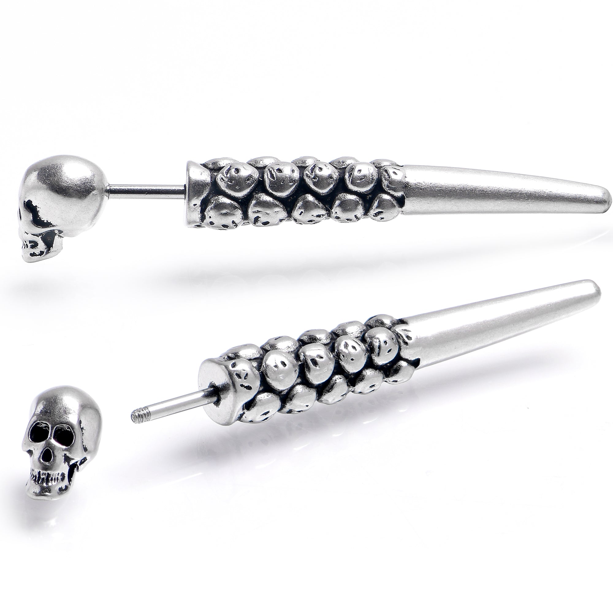 BodyCandy Skull Head Stainless Steel Screw Taper Cheater Plug Set — lifestyle context
