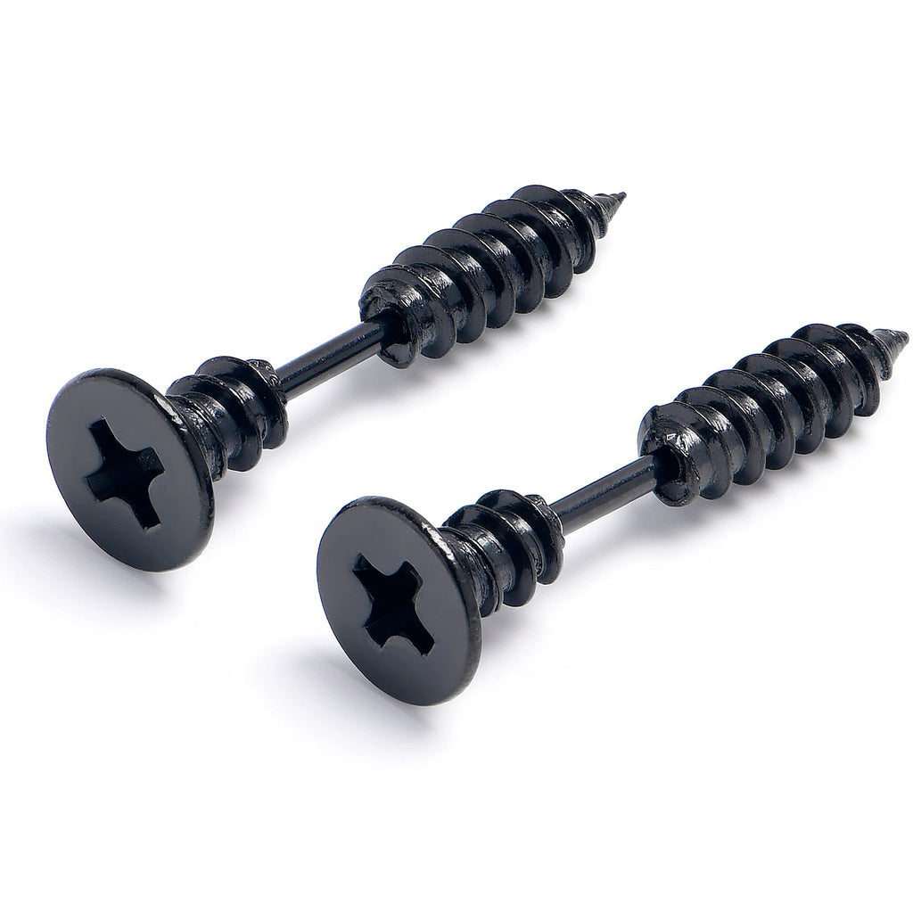 BodyCandy Black Stainless Steel Screw Stud Earrings Cheater Plug Set — main product shot