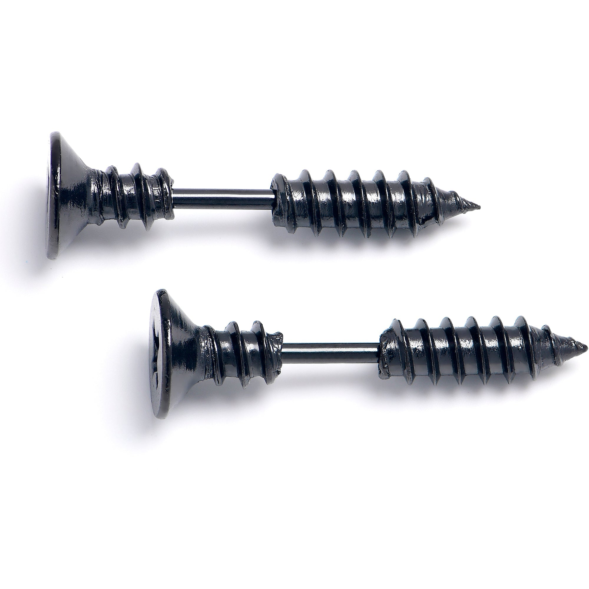 BodyCandy Black Stainless Steel Screw Stud Earrings Cheater Plug Set — detail close-up