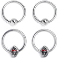 BodyCandy 16G 3/8 Skull Red Eyes BCR Captive Bead Ring Set of 4 — main product shot