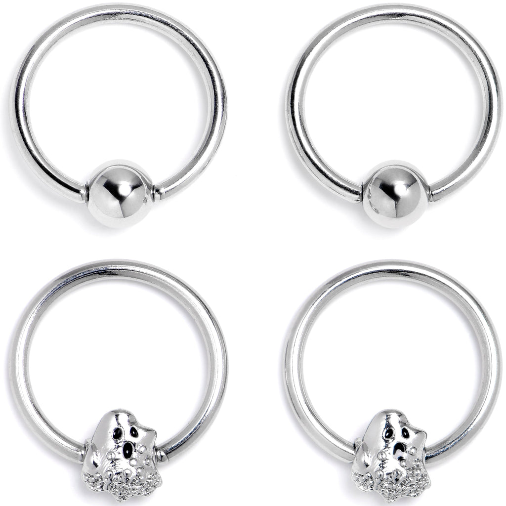 BodyCandy 16G 3/8 Howling Ghost BCR Captive Ring Set of 4 — main product shot