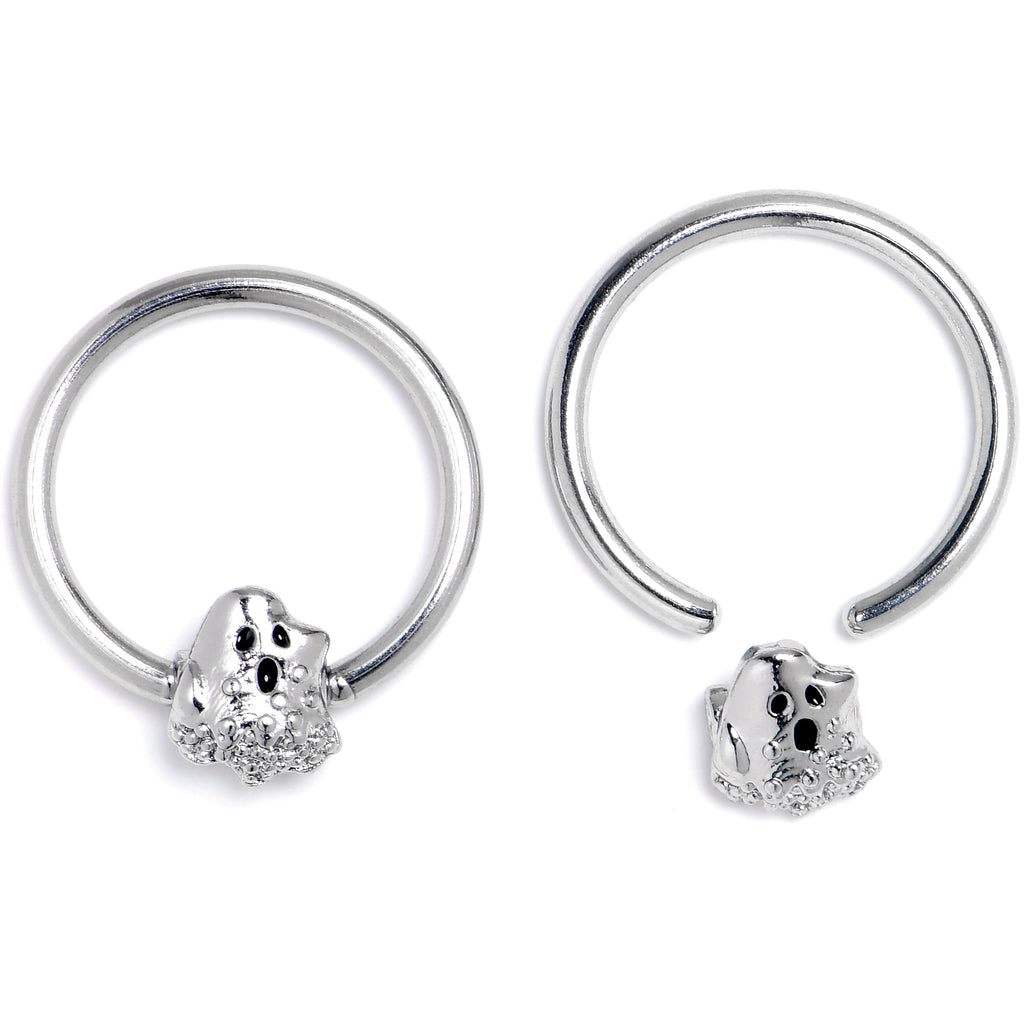 BodyCandy 16G 3/8 Howling Ghost BCR Captive Ring Set of 4 — detail close-up