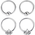 BodyCandy 16G 3/8 Lush Lotus BCR Captive Ring Set of 4 — main product shot