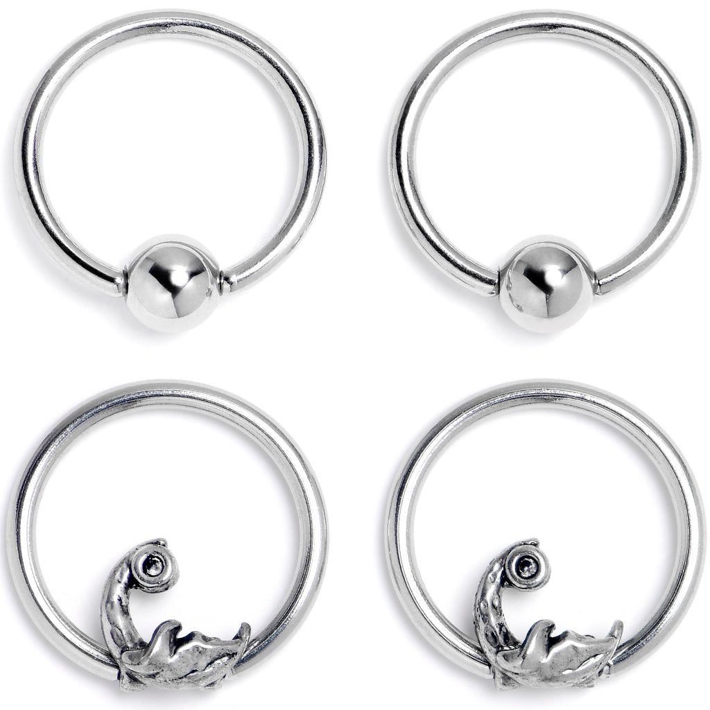 BodyCandy 16G 3/8 Crescent Moon BCR Captive Ring Set of 4 — main product shot