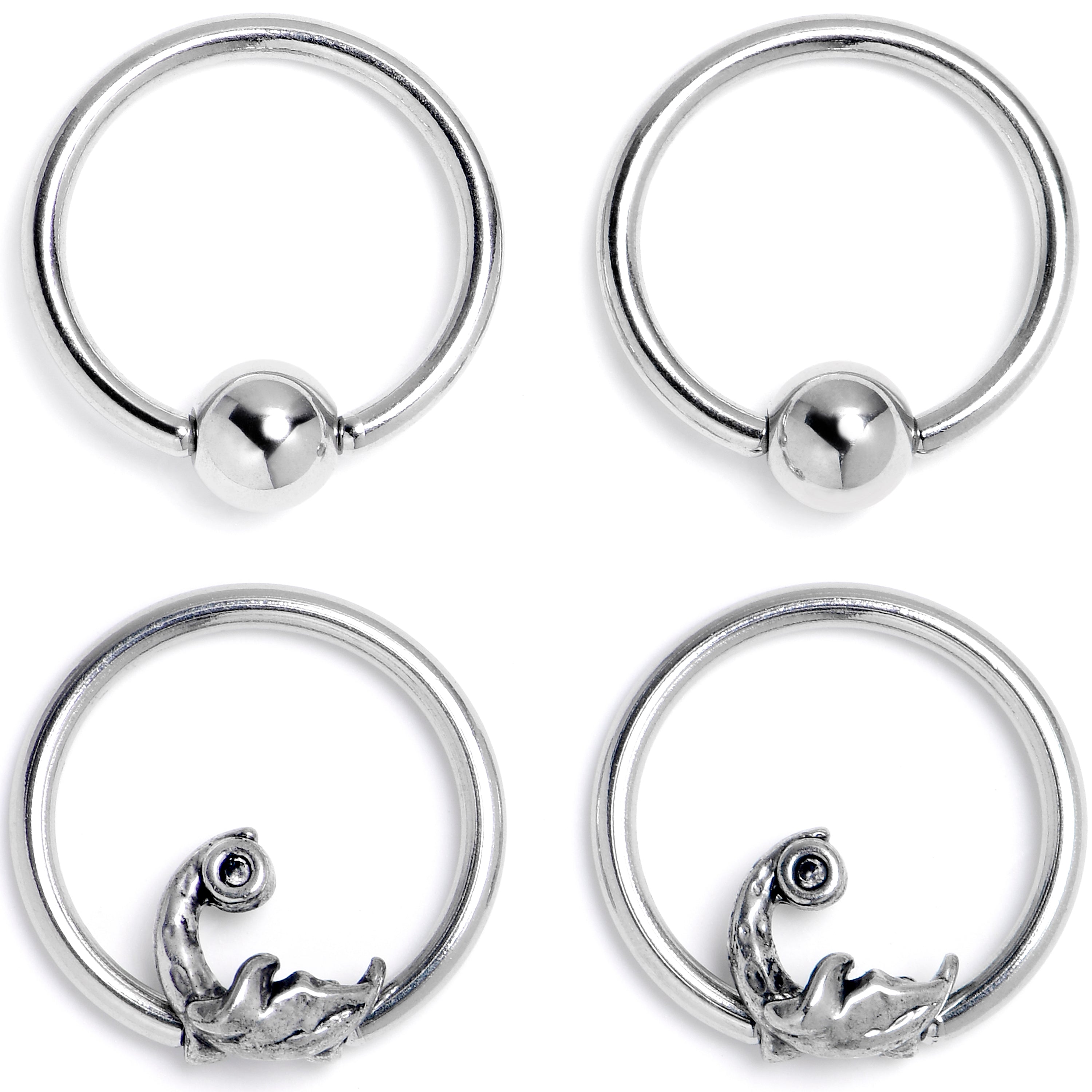 BodyCandy 16G 3/8 Crescent Moon BCR Captive Ring Set of 4 — main product shot
