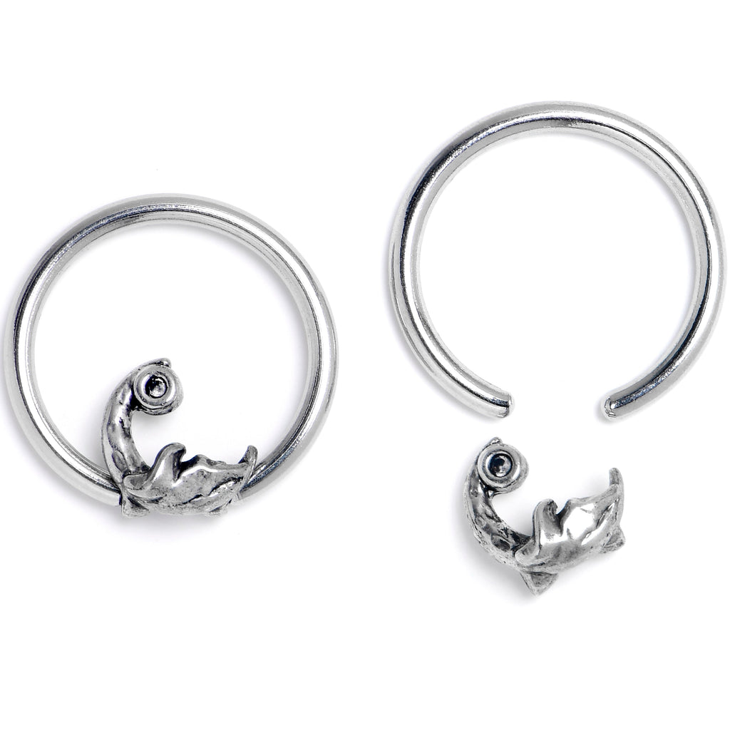 BodyCandy 16G 3/8 Crescent Moon BCR Captive Ring Set of 4 — detail close-up