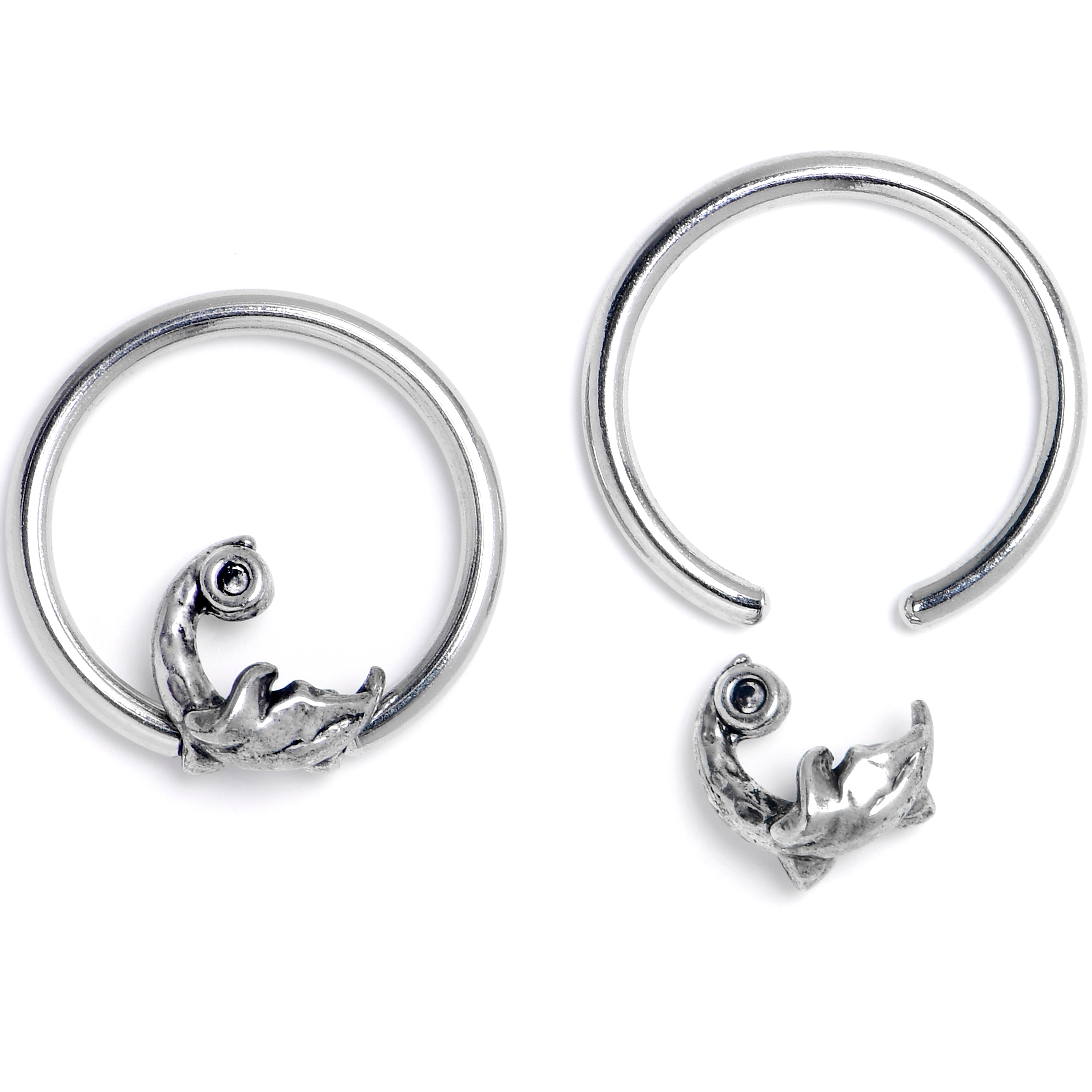 BodyCandy 16G 3/8 Crescent Moon BCR Captive Ring Set of 4 — detail close-up