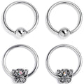 BodyCandy 16G 3/8 Aurora Gem Butterfly Ornate BCR Captive Ring Set of 4 — main product shot