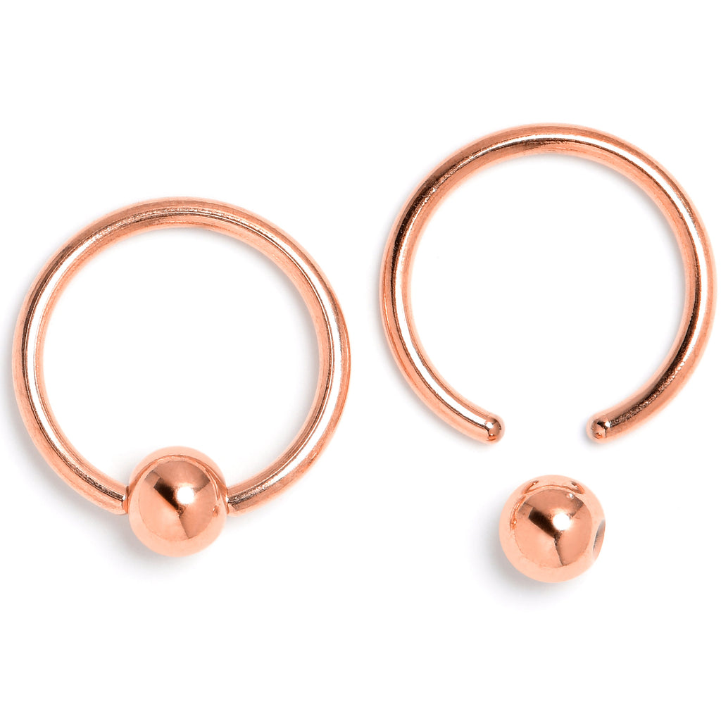 BodyCandy 16G 3/8 Clear Gem Rose Gold Tone Butterfly BCR Captive Ring Set of 4 — side view