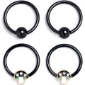 BodyCandy 16G 3/8 Clear Gem Black Mushroom BCR Captive Ring Set of 4 — main product shot