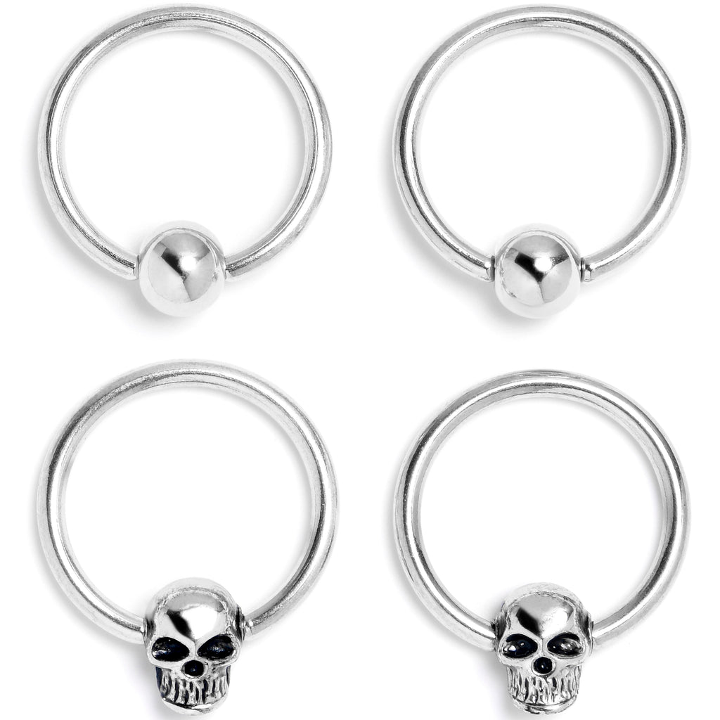 BodyCandy 16G 3/8 Gothic Skulls BCR Captive Ring Set of 4 — main product shot