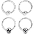 BodyCandy 16G 3/8 Gothic Skulls BCR Captive Ring Set of 4 — main product shot