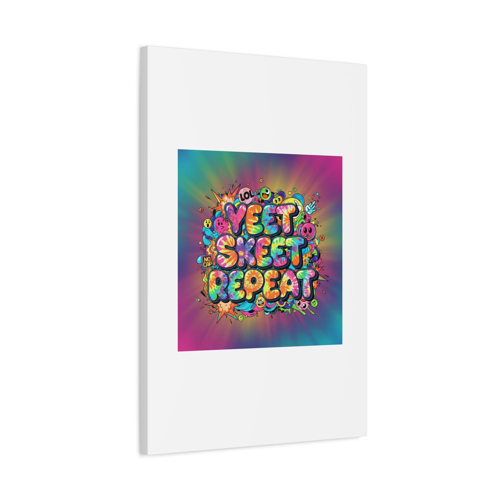 Yeet Skeet Repeat Canvas | Slogan & Glitch Graphic, Meme Phrase Wall Art