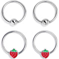 BodyCandy 16G 3/8 Strawberry Red BCR Captive Ring Set of 4 — main product shot