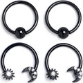 BodyCandy 16G 3/8 Clear Gem Black Moon Sun BCR Captive Horseshoe Set of 4 — main product shot