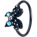 BodyCandy 20G 5/16 Blue CZ Gem Black Night Drama Butterfly Nose Hoop — main product shot