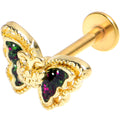 BodyCandy 16G 5/16 Vitrail Gem Gold Tone Classic Butterfly Labret Tragus — main product shot