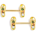 BodyCandy 14G 9/16 Clear Gem Gold Tone Beach Sandal Barbell Nipple Ring Set — main product shot