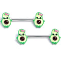 BodyCandy 14G 9/16 Cutie Avocado Barbell Nipple Ring Set — main product shot