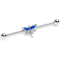 BodyCandy 14G Clear Blue CZ Gem Dragonfly Dream Industrial Barbell 38mm — main product shot
