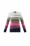 KADOU BOUTIQUE Marble Multi Color Striped Sweater — detail close-up