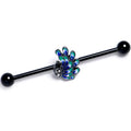BodyCandy 14G Clear Gem Black Peacock Green Industrial Barbell 38mm — main product shot