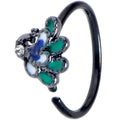 BodyCandy 20G 5/16 Clear Gem Black Peacock Green Nose Hoop — main product shot
