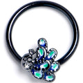 BodyCandy 16G 3/8 Clear Gem Black Peacock Green BCR Captive Ring — main product shot