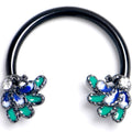 BodyCandy 16G 3/8 Clear Gem Black Peacock Green Horseshoe Circular Barbell — main product shot
