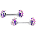 BodyCandy 14G 9/16 Clear Gem Peacock Purple Barbell Nipple Ring Set — main product shot