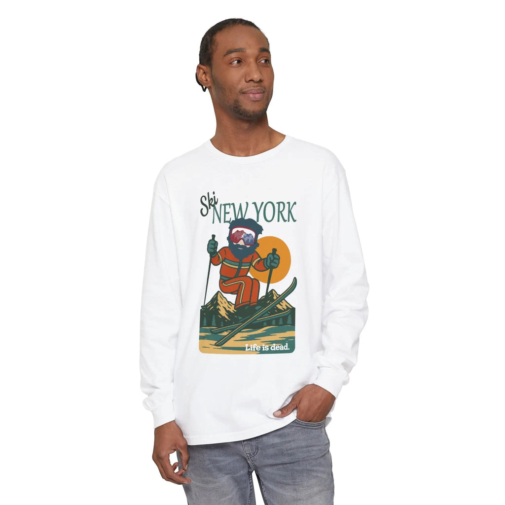 Ski New York - Life is Dead Mountain Collection Garment-Dyed Long Sleeve T-Shirt