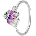 BodyCandy 20G 5/16 Clear Gem Peacock Purple Nose Hoop — main product shot