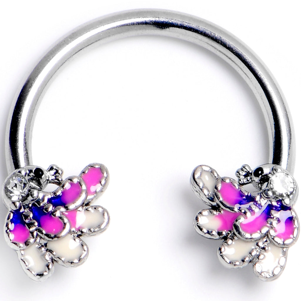 BodyCandy 16G 3/8 Clear Gem Peacock Purple Horseshoe Circular Barbell — main product shot