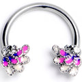 BodyCandy 16G 3/8 Clear Gem Peacock Purple Horseshoe Circular Barbell — main product shot